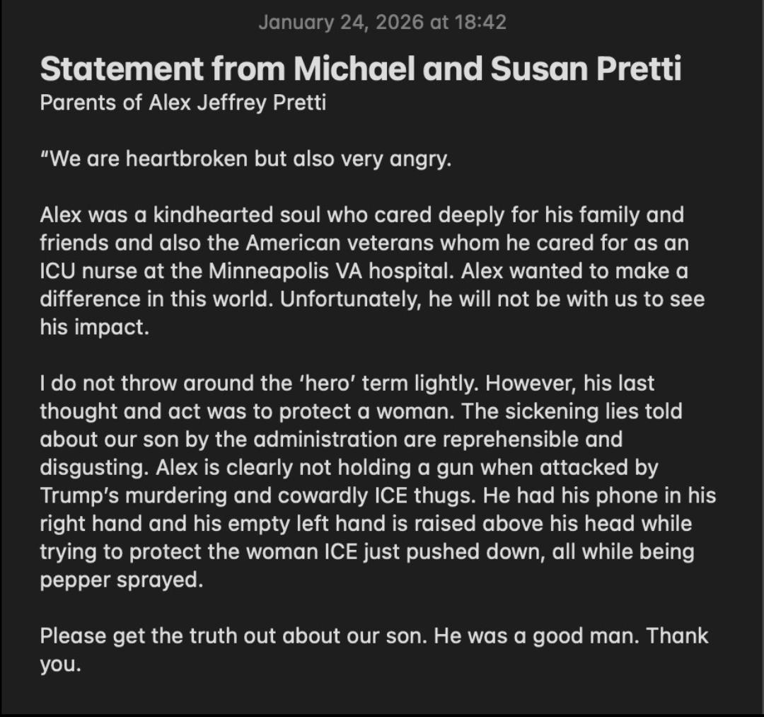 Statement from Michael and Susan Pretti